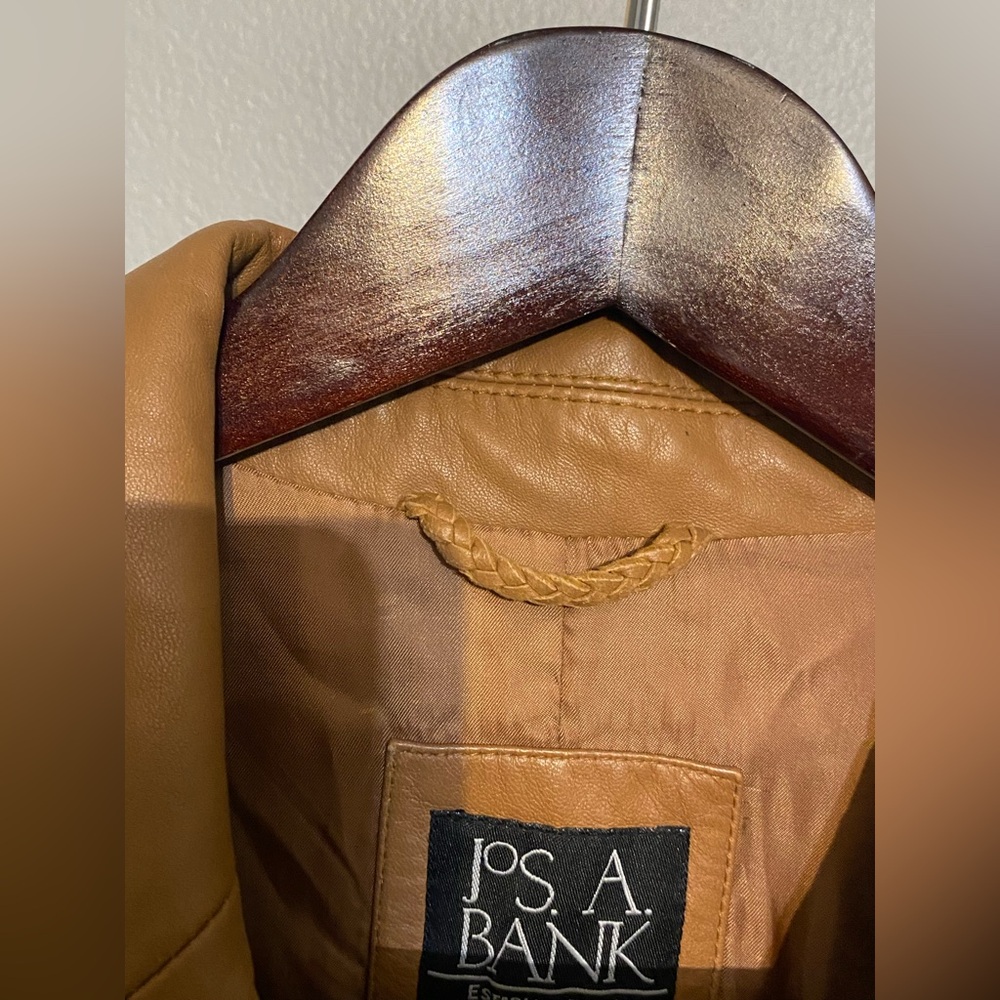 Jos. A. Bank Lambskin Leather Blazer Jacket Men's Tan Brown Coat - Sz S - Picture 2 of 13